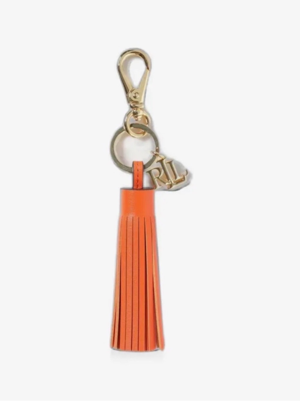 Ralph Lauren Orange Leather Tassel Key & Card Holder Charm